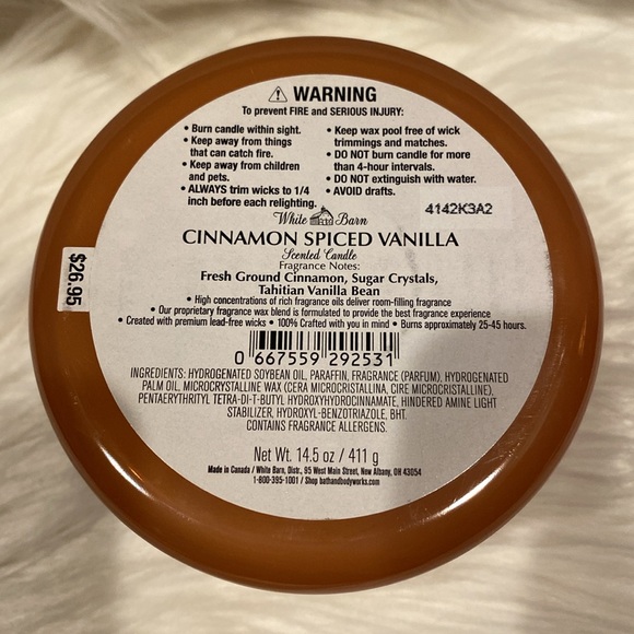 CINNAMON SPICED VANILLA BBW 14.5oz/411g collection scent, 3-wick Candle NWT base - Picture 3 of 6